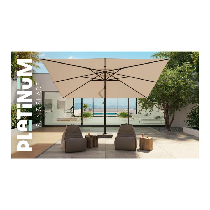 Platinum Sun & Shade zweefparasol Challenger T¹ premium 400x300 Champagne.