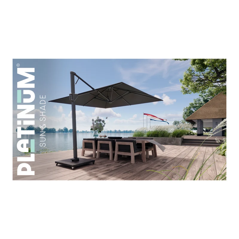 Platinum Sun & Shade zweefparasol Beaufort premium 320x320 Havana