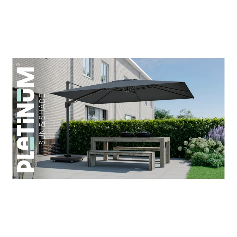 Platinum Sun & Shade zweefparasol Challenger T² premium 260x350 Faded Black.