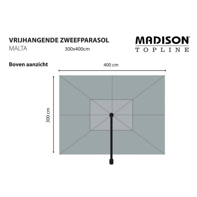 Madison zweefparasol Malta 300x400cm vierkant ecru