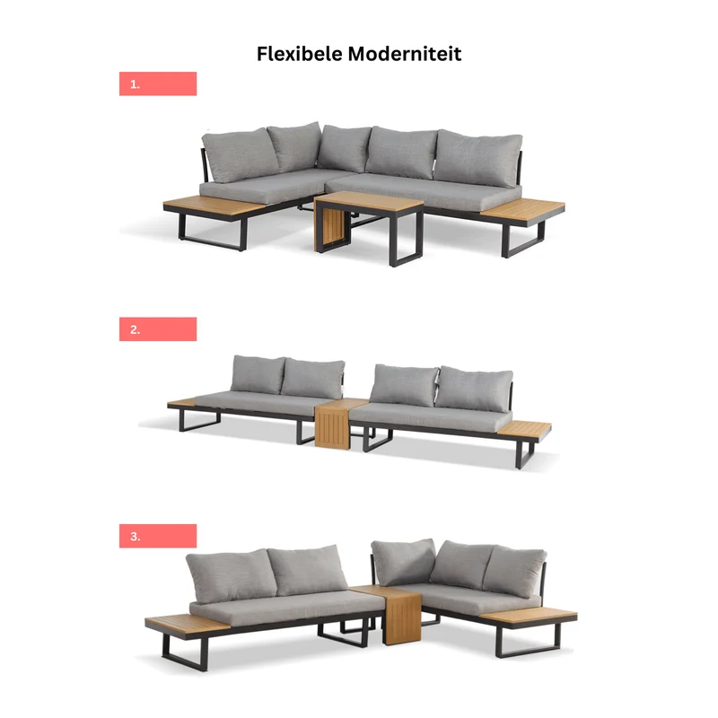 Romano Loungeset aluminium - verstelbaar- hoekbank