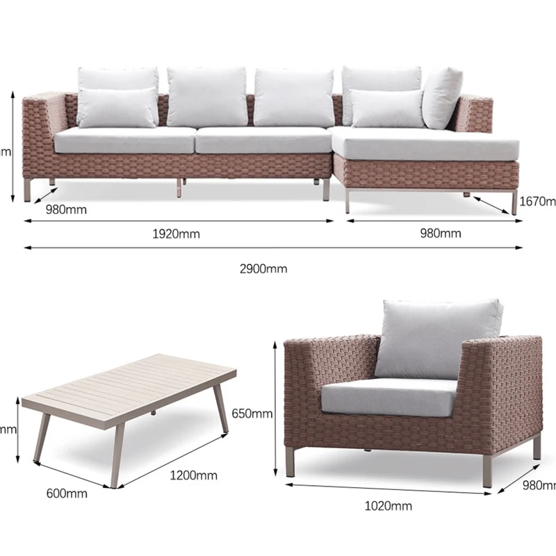 Boender Outdoor Rotan loungeset met tafel Mahoniebruin