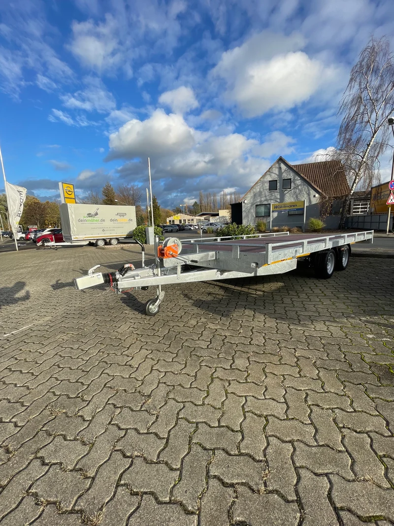 Anhänger 506 x 220 cm, 3.500 kg, Auffahrschienen & Seilwinde, 10 cm Reling