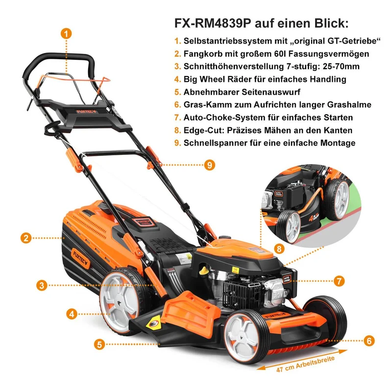 B-WARE Profi Benzin Rasenmäher FX-RM4839P