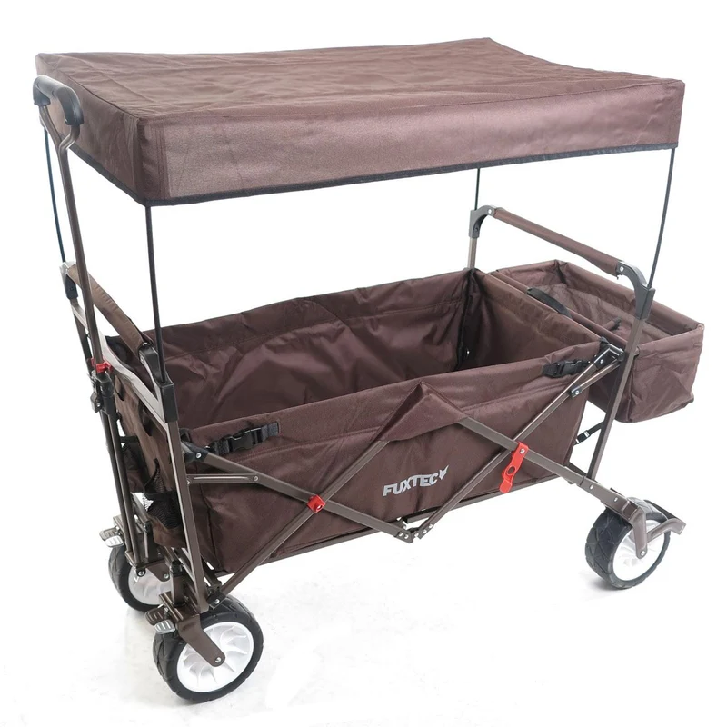 B-WARE FUXTEC Bollerwagen BRAUN mit Sonnendach JW-76CBR
