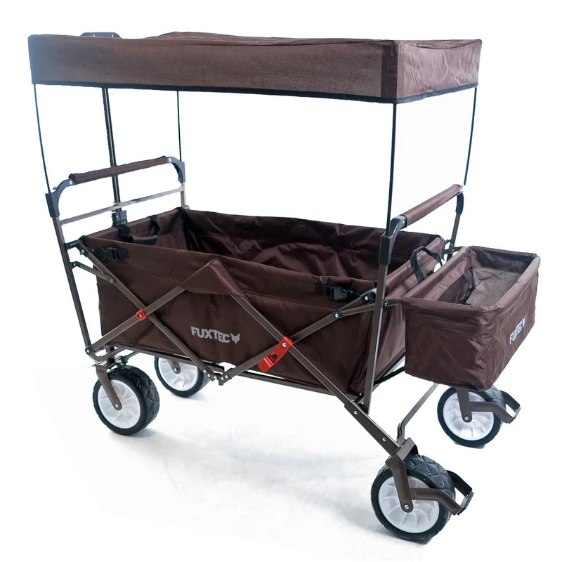 B-WARE FUXTEC Bollerwagen BRAUN mit Sonnendach JW-76CBR