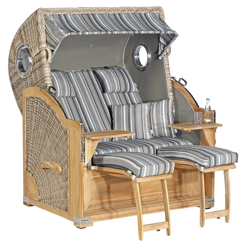 Strandkorb Rustikal 500 PLUS Teak Comfort 1233/taupe