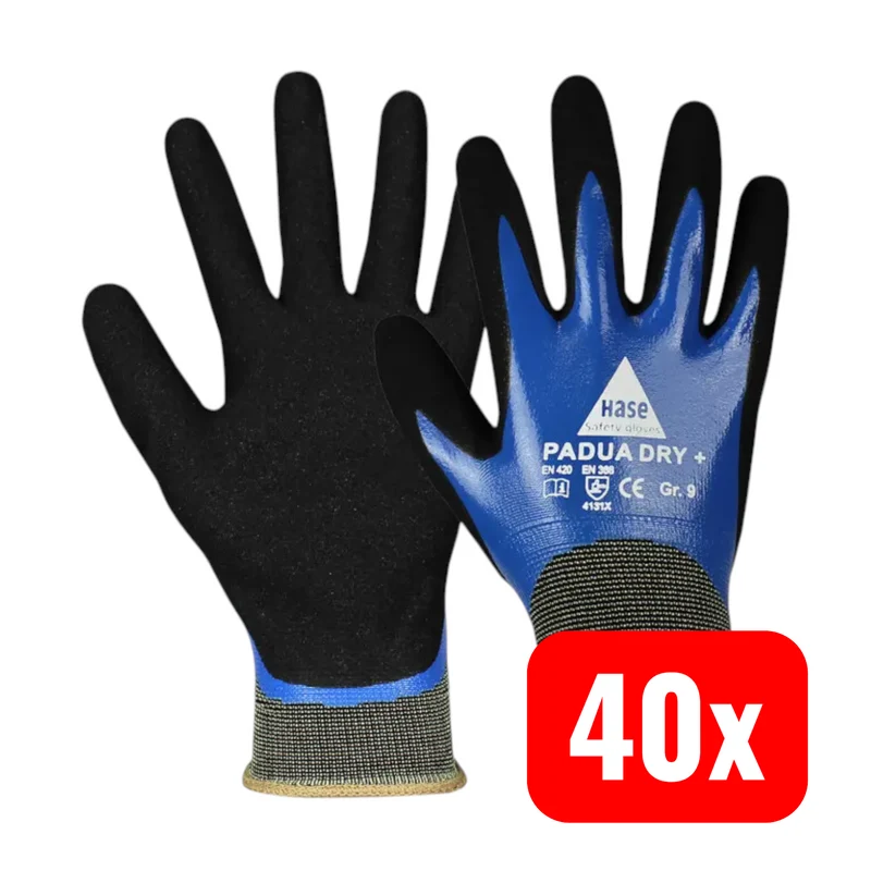 4x B-Ware Hase Montagehandschuhe Arbeitshandschuhe Padua Dry+ Nylon Gr 9 schwarz 40 PAAR