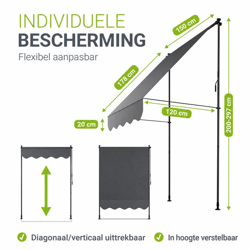 Klemmmarkise Kapstadt mit Handkurbel