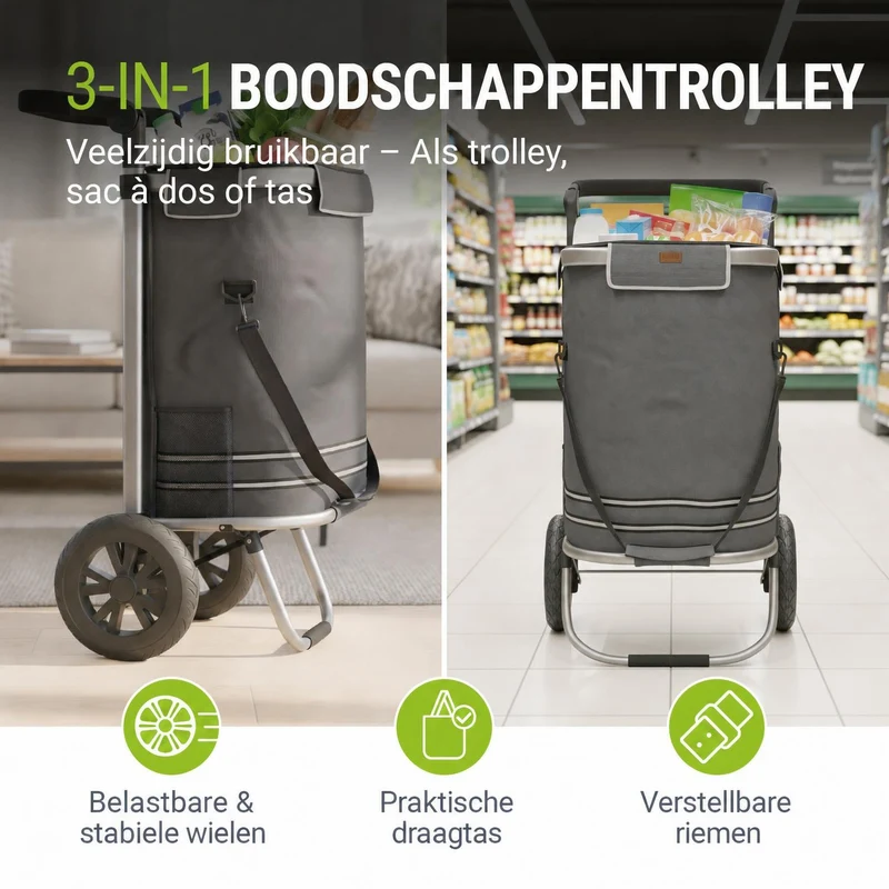 3in1 Einkaufstrolley - 56 L Kapazität