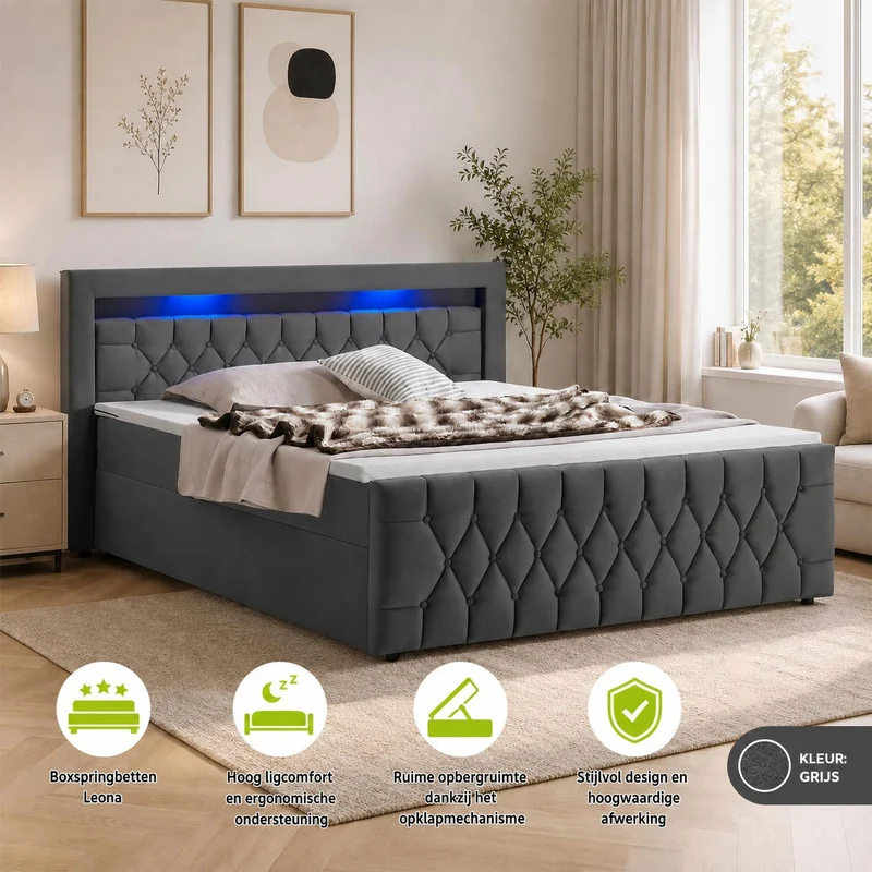 Boxspringbett Leona - Samt