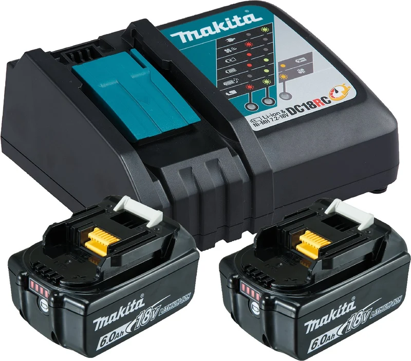Makita Akku Power Source Kit Li 18,0V 6Ah mit Schnellladegerät und 2 Akkus