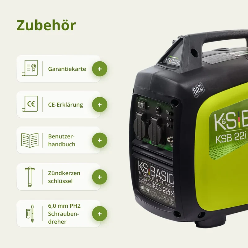 "Könner & Söhnen" Inverter-Benzingenerator KSB 33i S - 3kW Nennleistung - Benzinmotor - 230V
