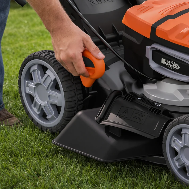 Yard Force 58V LFP-Akku-Rasenmäher LM P46A – Integrierter 8,6 Ah Akku, 196cc Benzin-Power (12,2 Nm), 46 cm Schnittbreite, 2 Std. Laufzeit, extrem sicher & langlebig