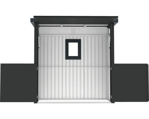 B-Ware Konsta Gartenhaus Geräteschuppen Grillhaus Frontseite 230x113x222cm anthrazit