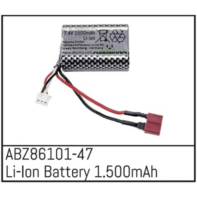 B-Ware Absima Modellbau-Akkupack Li-Ion 7.4V 1500mAh 3 Zellen T-Buchse Ersatzteil
