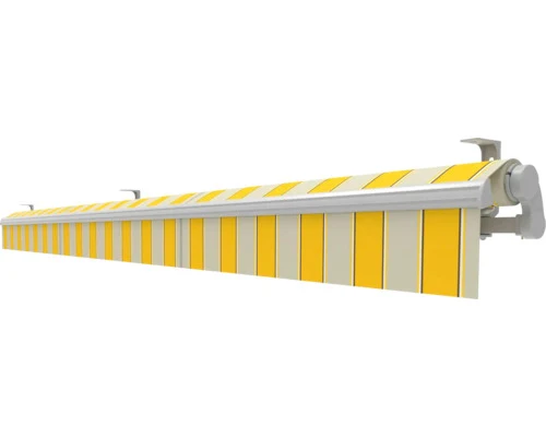 B-Ware Gelenkarmmarkise Sonnenschutz Markise 5x3 Stoff gelb/grau Lotuseffekt RAL 9006