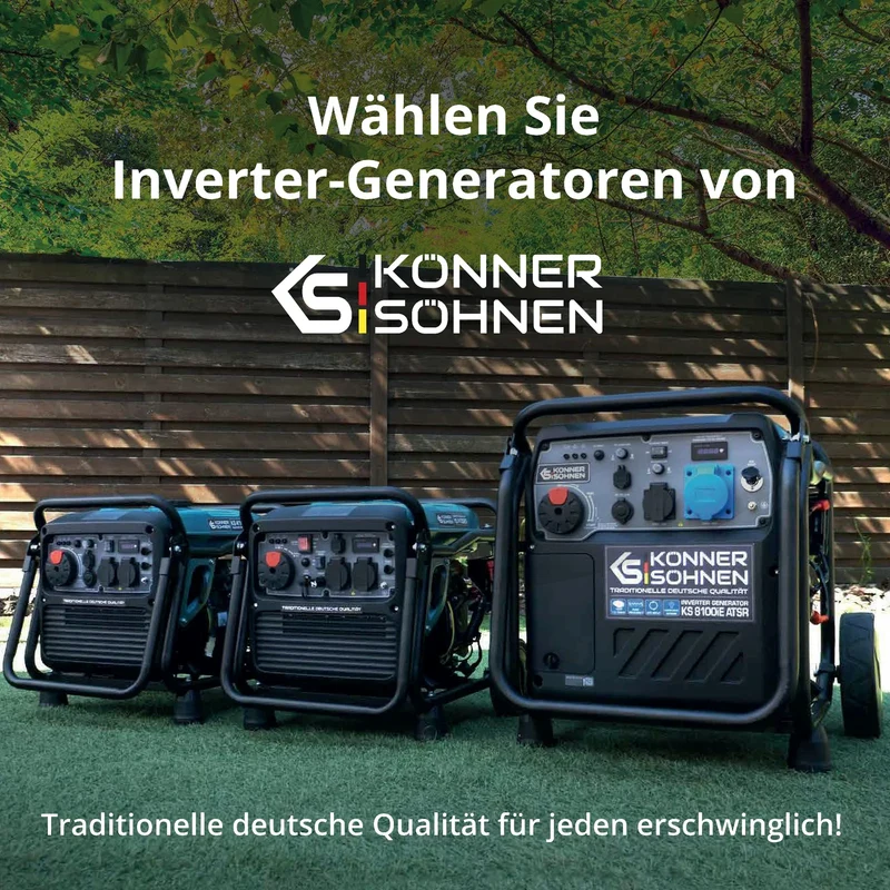 "Könner & Söhnen" Inverter-Generator KS 8100iE 1/3 ATSR - 8kW Nennleistung (230/400V ohne Umschaltverluste abrufbar) - Benzinmotor