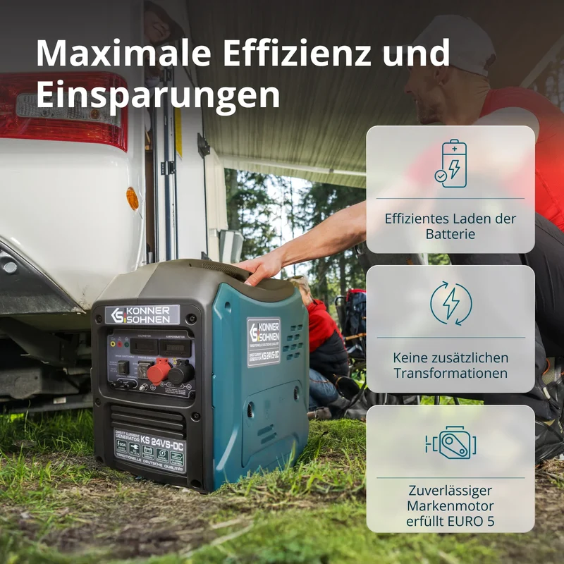 "Könner & Söhnen" Gleichstromgenerator KS 24VS-DC - Benzinmotor - 1.6kW Nennleistung