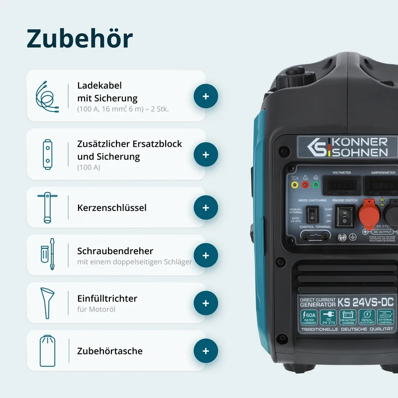 "Könner & Söhnen" Gleichstromgenerator KS 24VS-DC - Benzinmotor - 1.6kW Nennleistung
