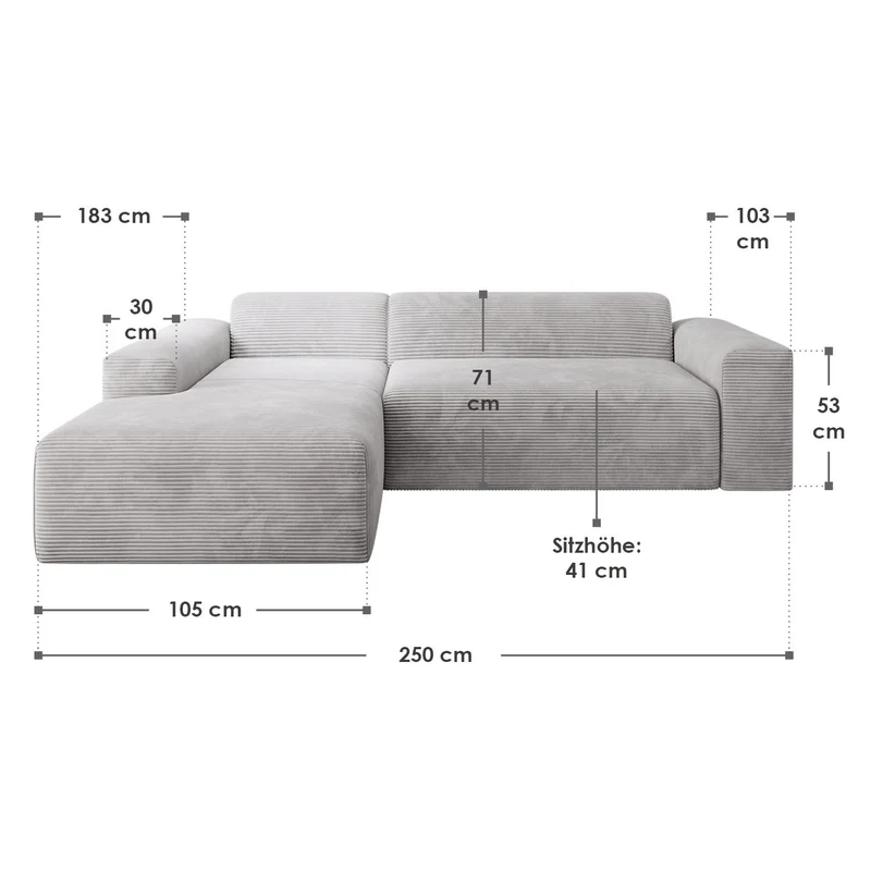 Sofa in L-Form Vals