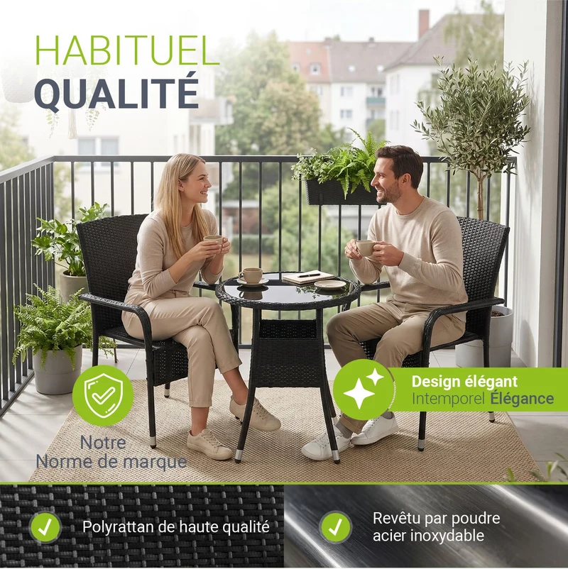 Runder Polyrattan Gartentisch Yoro