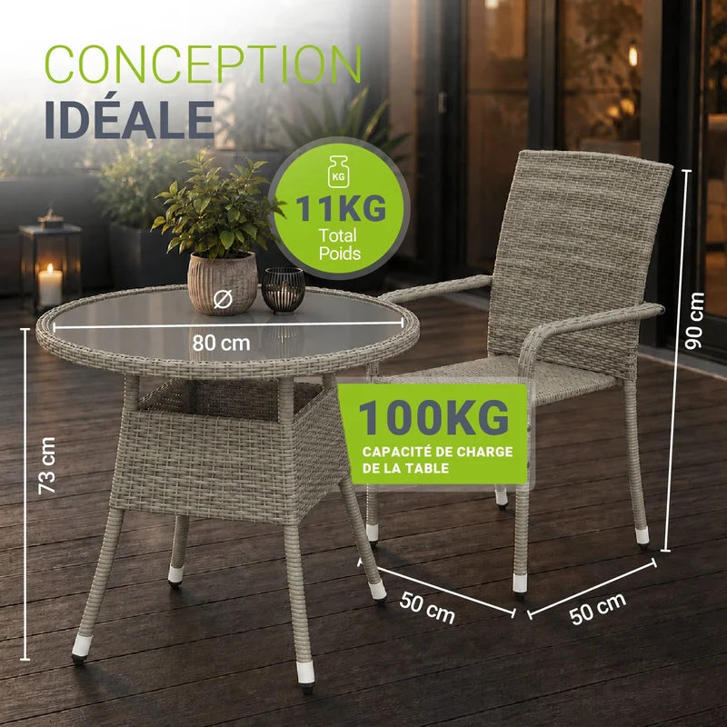 Runder Polyrattan Gartentisch Yoro