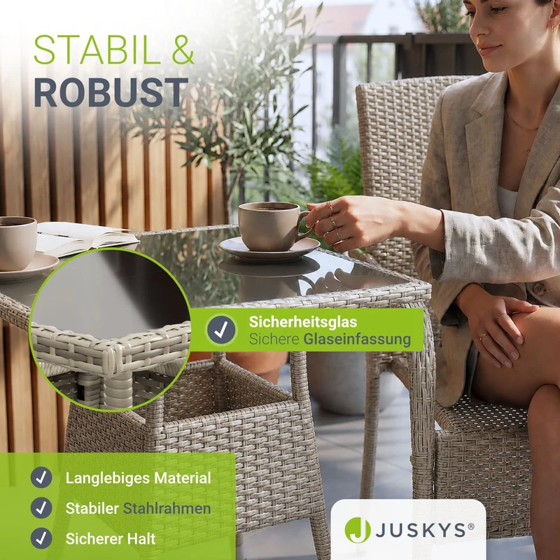 Eckiger Polyrattan Gartentisch Yoro
