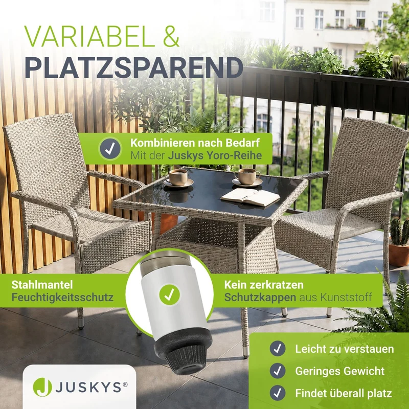 Eckiger Polyrattan Gartentisch Yoro