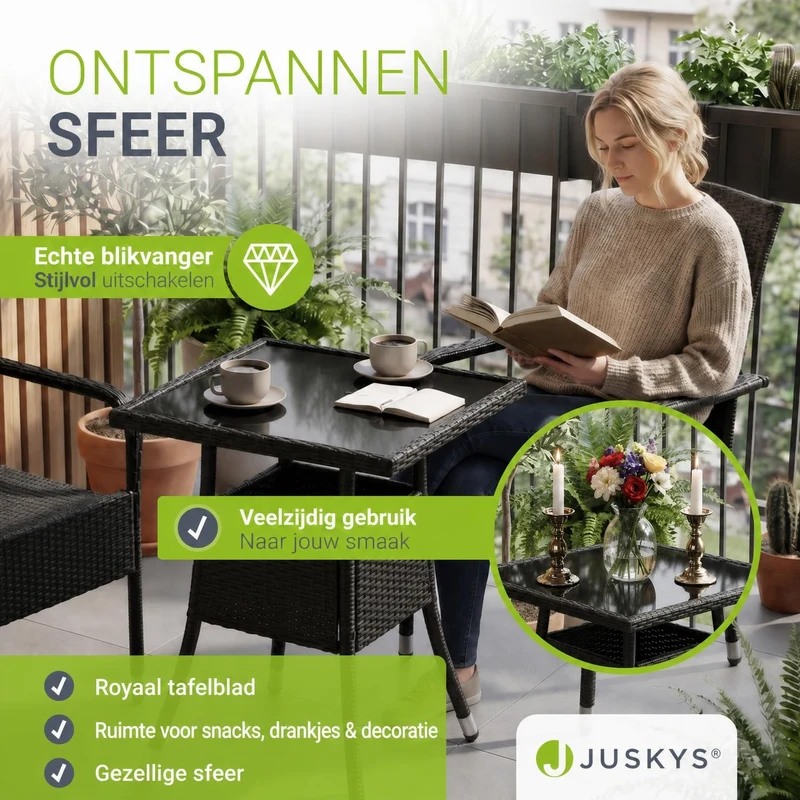 Eckiger Polyrattan Gartentisch Yoro