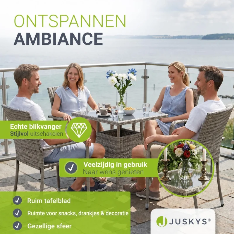 Eckiger Polyrattan Gartentisch Yoro