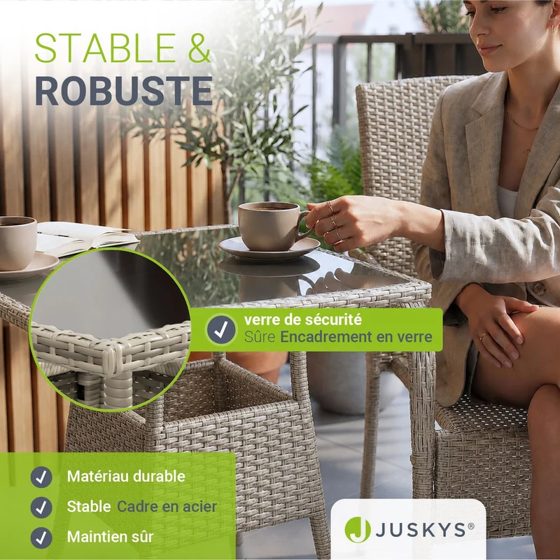 Eckiger Polyrattan Gartentisch Yoro