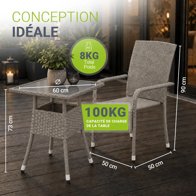 Eckiger Polyrattan Gartentisch Yoro