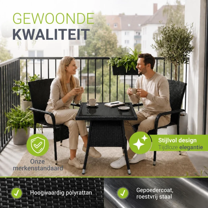 Eckiger Polyrattan Gartentisch Yoro