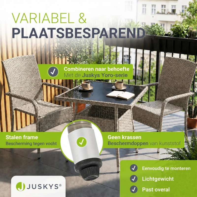 Eckiger Polyrattan Gartentisch Yoro