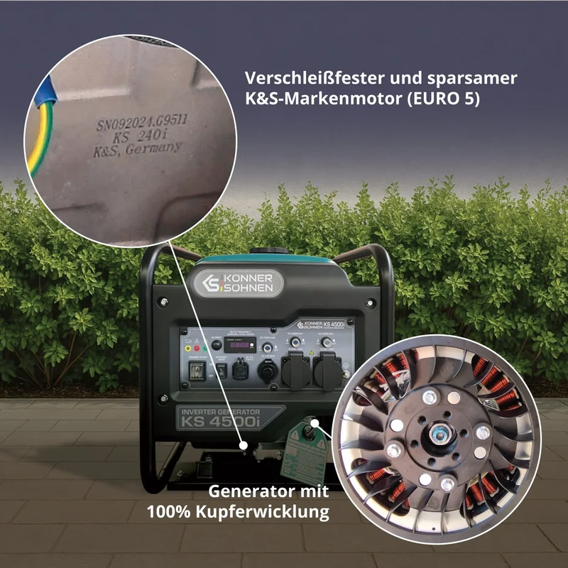 "Könner & Söhnen" Inverter-Generator KS 4500i - 4.2kW Nennleistung - Benzinmotor - 230V
