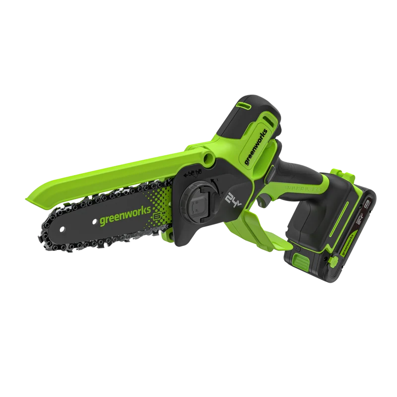 POWERALL 24V Mini-Kettensäge 15cm Gen. II mit Verlängerungsstab - 2Ah Akku