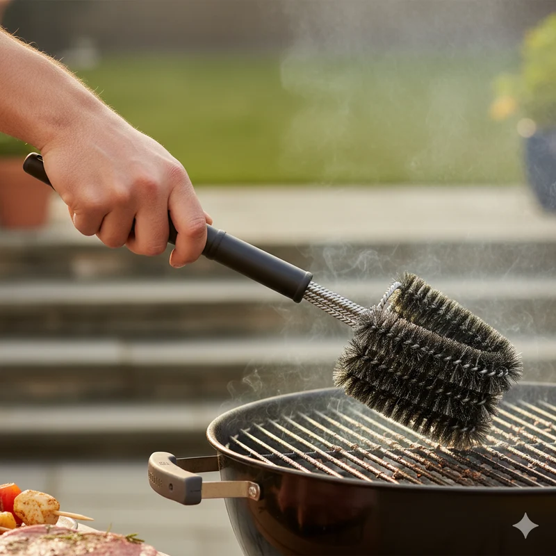 BBQ Profi Grillzubehör-Set 3tlg - Spezial-Grillreinigungsbürste + Mariniertopf + Backpinsel