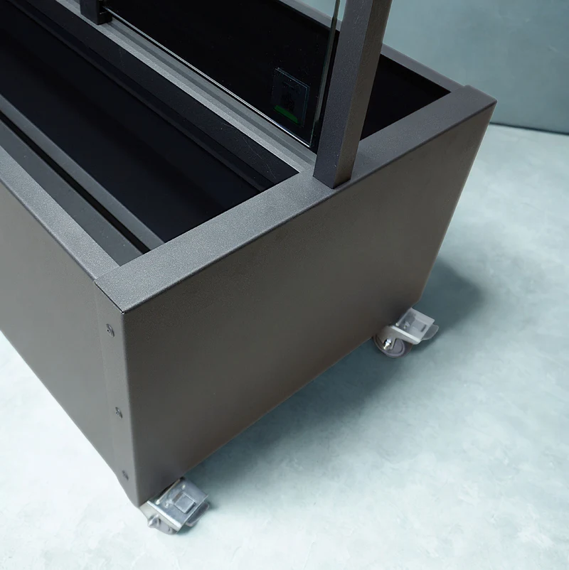 Mobiler Windschutz Pflanzkasten rostfrei Breite 150cm mit Rollen Sicherheitsglas Klarglas