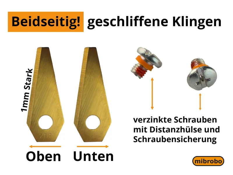 Messerklingen, Distanzringe und Schrauben Set - 8 Stück