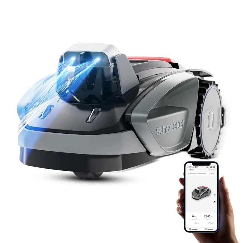 Sunseeker V3 Plus Mähroboter 1000 m² Silbergrau – Ohne Begrenzungskabel, Vision AI, 42% Steigung