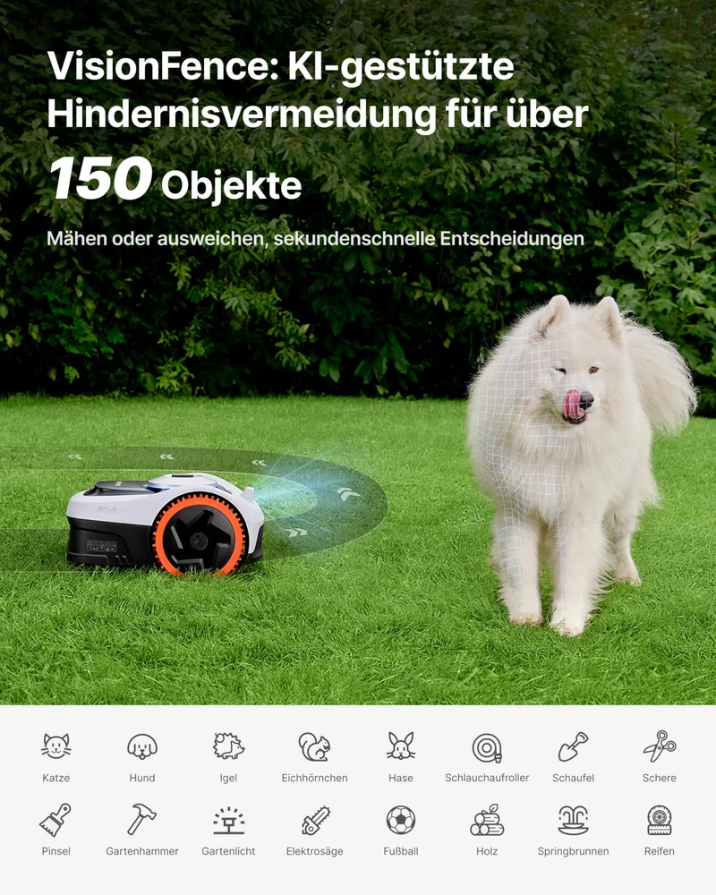 Navimow i208 AWD Mähroboter 800 m² inkl. Garage S – Ohne Begrenzungskabel, NRTK+Vision, 45% Steigung