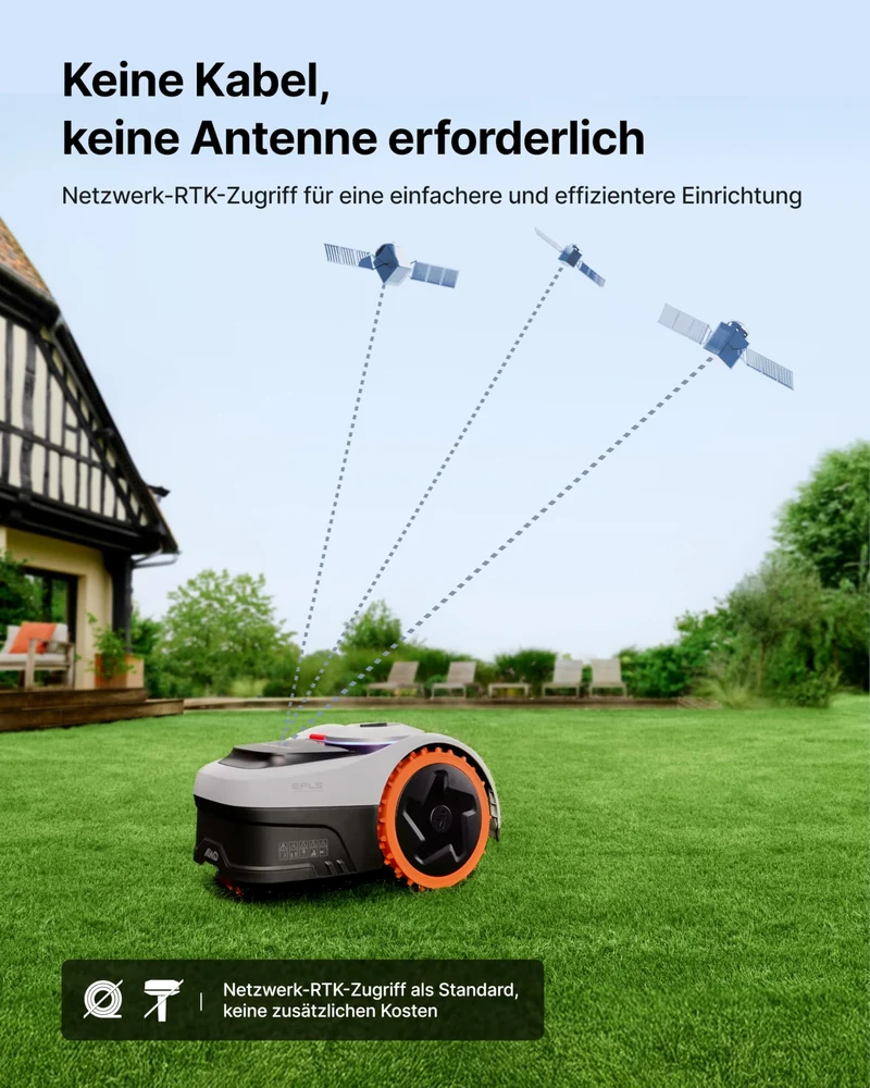Navimow i208 AWD Mähroboter 800 m² inkl. Garage S – Ohne Begrenzungskabel, NRTK+Vision, 45% Steigung