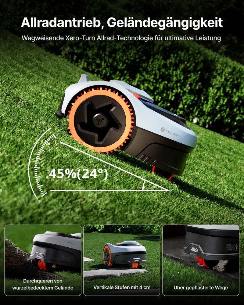 Navimow i205 AWD Mähroboter 500 m² inkl. Garage S – Ohne Begrenzungskabel, NRTK+Vision, 45% Steigung