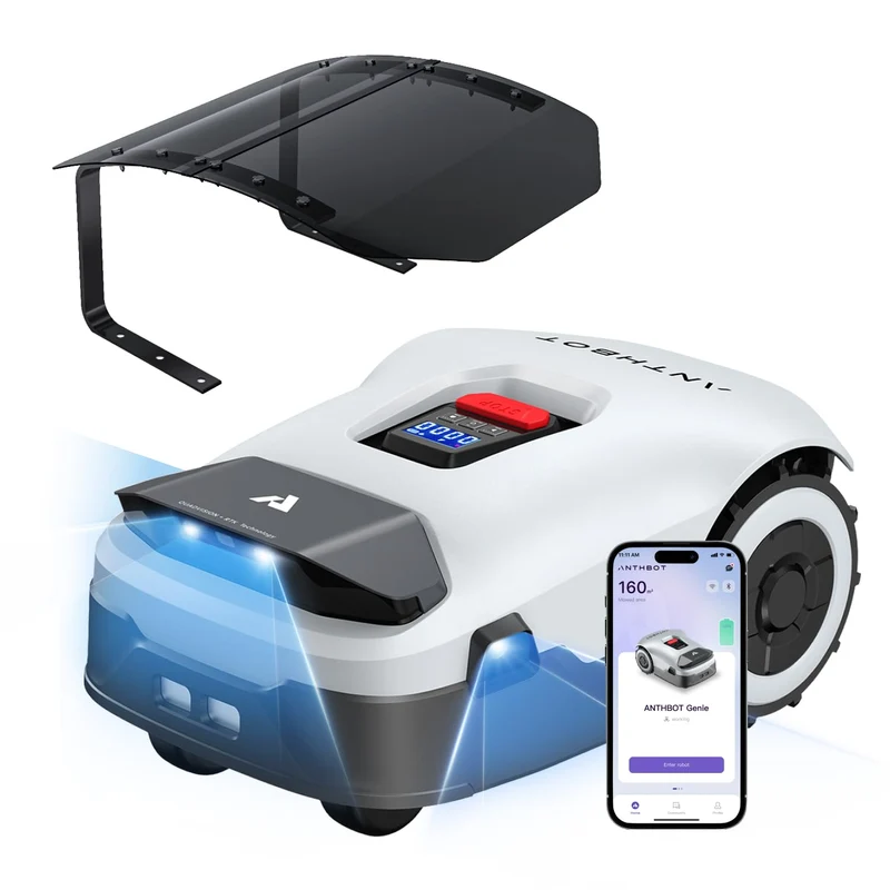 ANTHBOT Genie 3000 Mähroboter 3600 m² inkl. Garage – Ohne Begrenzungskabel, RTK, 4-Kamera-Vision