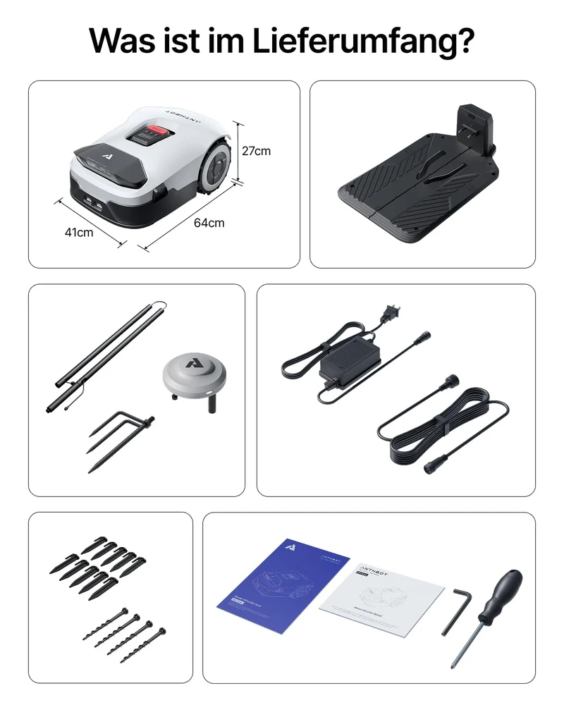 ANTHBOT Genie 3000 Mähroboter 3600 m² inkl. Garage – Ohne Begrenzungskabel, RTK, 4-Kamera-Vision
