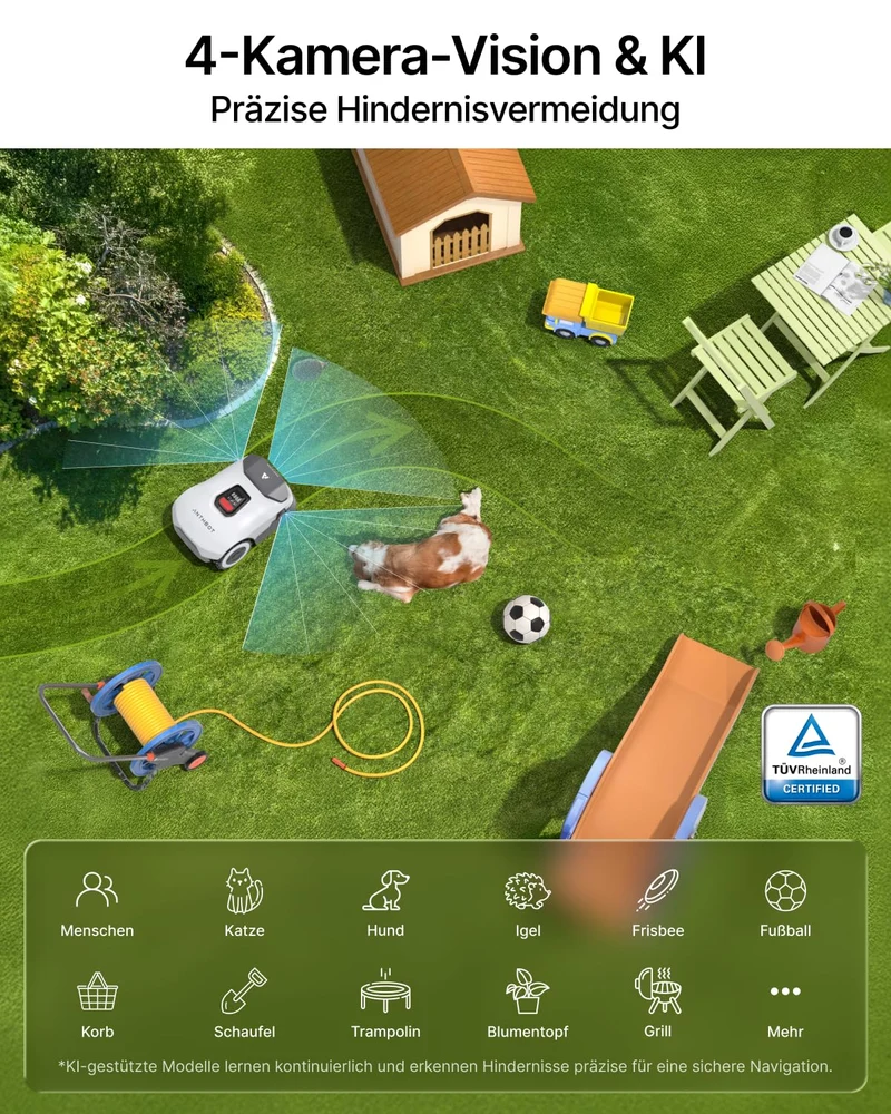 ANTHBOT Genie 1000 Mähroboter 2000 m² inkl. Garage – Ohne Begrenzungskabel, RTK, 4-Kamera-Vision