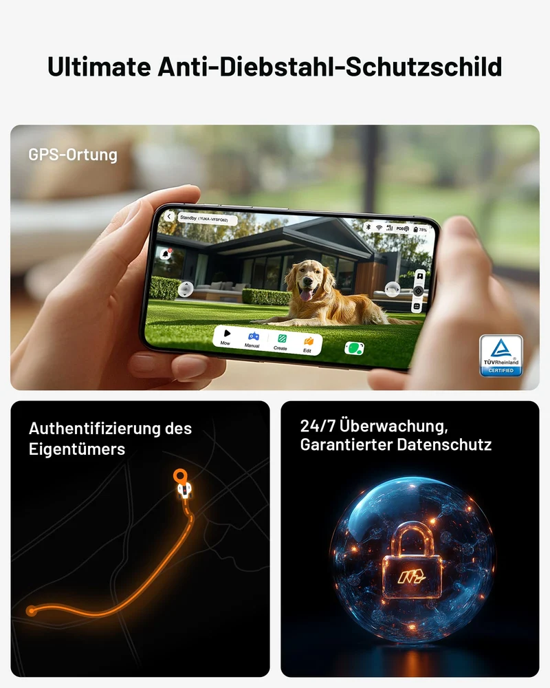 MAMMOTION YUKA 2000 Mähroboter 2400 m² – Ohne Begrenzungskabel, NetRTK+Vision, 50% Steigung