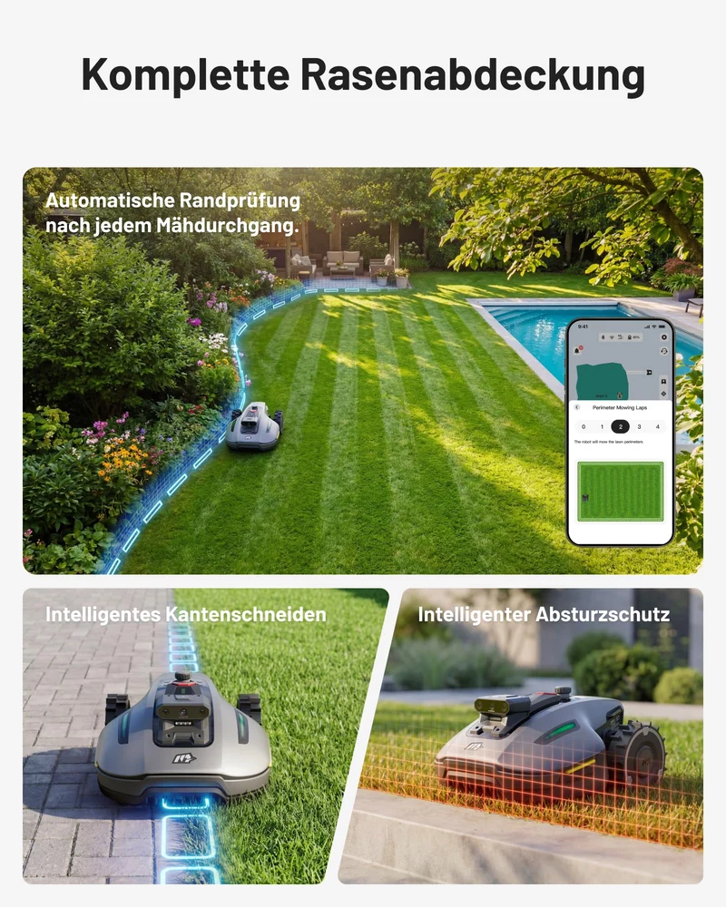 MAMMOTION YUKA mini 2 Mähroboter 500 m² – Ohne Begrenzungskabel, 3-Kamera-Vision, 4G