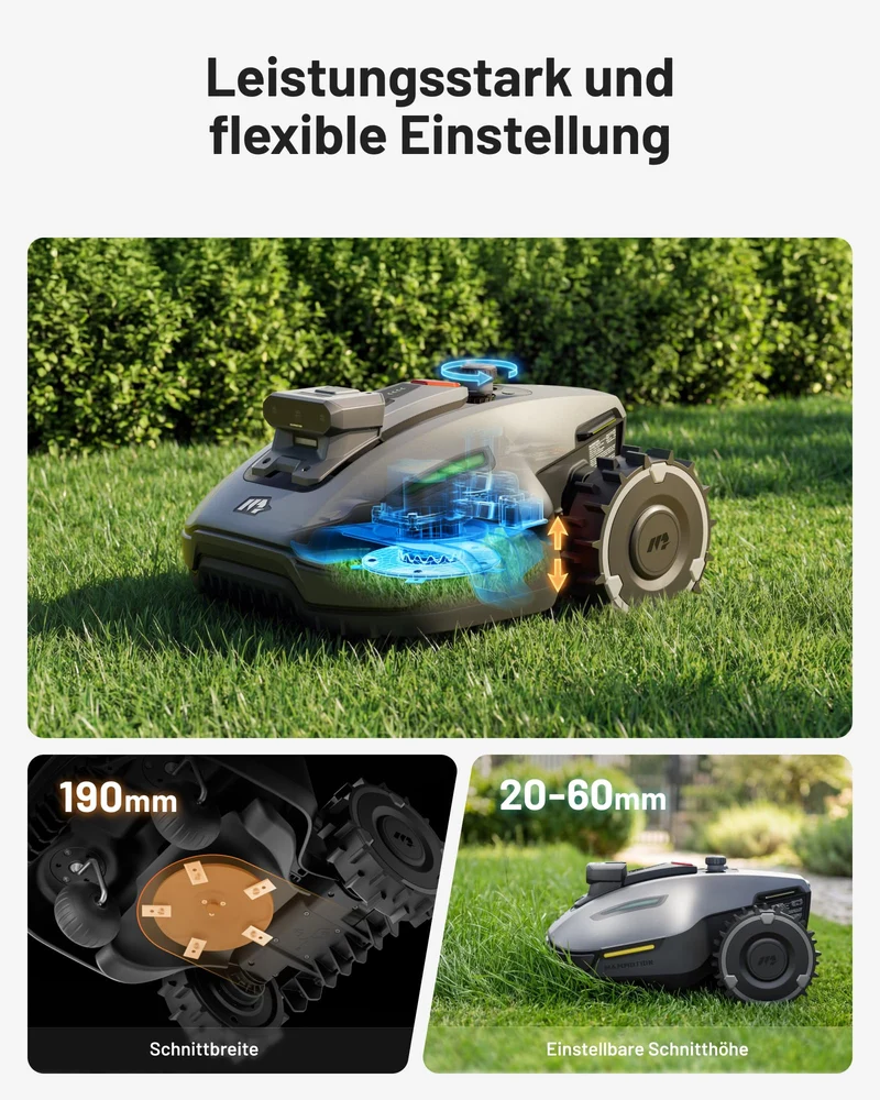 MAMMOTION YUKA mini 2 Mähroboter 500 m² inkl. Garage – Ohne Begrenzungskabel, 3-Kamera-Vision